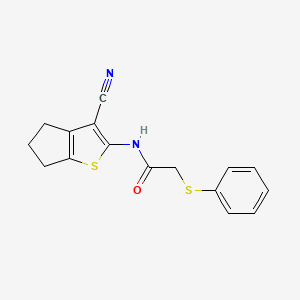 molecular formula C16H14N2OS2 B4763818 N-(3-cyano-5,6-dihydro-4H-cyclopenta[b]thien-2-yl)-2-(phenylthio)acetamide 