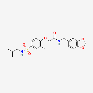 molecular formula C21H26N2O6S B4763824 N-(1,3-benzodioxol-5-ylmethyl)-2-{4-[(isobutylamino)sulfonyl]-2-methylphenoxy}acetamide 