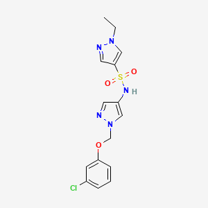 molecular formula C15H16ClN5O3S B4763939 N-{1-[(3-chlorophenoxy)methyl]-1H-pyrazol-4-yl}-1-ethyl-1H-pyrazole-4-sulfonamide CAS No. 1005629-66-2