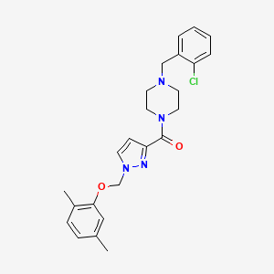 molecular formula C24H27ClN4O2 B4763967 1-(2-chlorobenzyl)-4-({1-[(2,5-dimethylphenoxy)methyl]-1H-pyrazol-3-yl}carbonyl)piperazine 