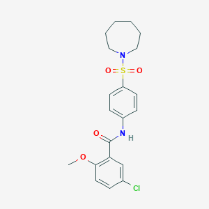molecular formula C20H23ClN2O4S B4763995 N-[4-(1-azepanylsulfonyl)phenyl]-5-chloro-2-methoxybenzamide 