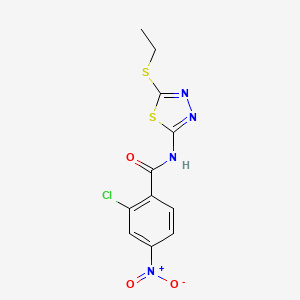 molecular formula C11H9ClN4O3S2 B4764016 2-chloro-N-[5-(ethylthio)-1,3,4-thiadiazol-2-yl]-4-nitrobenzamide 