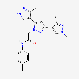 molecular formula C22H25N7O B4764048 N-(4-methylphenyl)-2-(1,1'',3,3''-tetramethyl-1H,1'H,1''H-4,3':5',4''-terpyrazol-1'-yl)acetamide 