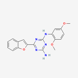 molecular formula C19H17N5O3 B4764056 6-(1-benzofuran-2-yl)-N-(2,5-dimethoxyphenyl)-1,3,5-triazine-2,4-diamine 