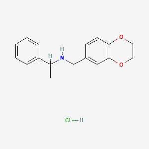 molecular formula C17H20ClNO2 B4764059 N-(2,3-dihydro-1,4-benzodioxin-6-ylmethyl)-1-phenylethanamine hydrochloride 