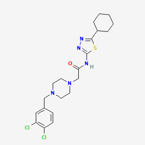 molecular formula C21H27Cl2N5OS B4764065 N-(5-cyclohexyl-1,3,4-thiadiazol-2-yl)-2-[4-(3,4-dichlorobenzyl)-1-piperazinyl]acetamide 