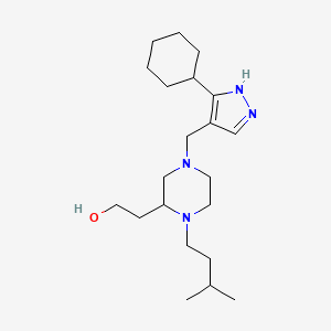 molecular formula C21H38N4O B4764211 2-[4-[(3-cyclohexyl-1H-pyrazol-4-yl)methyl]-1-(3-methylbutyl)-2-piperazinyl]ethanol 