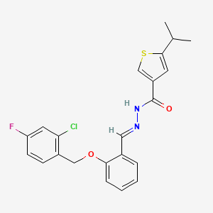 molecular formula C22H20ClFN2O2S B4764226 N'-{2-[(2-chloro-4-fluorobenzyl)oxy]benzylidene}-5-isopropyl-3-thiophenecarbohydrazide 