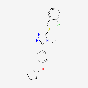 molecular formula C22H24ClN3OS B4764234 3-[(2-chlorobenzyl)thio]-5-[4-(cyclopentyloxy)phenyl]-4-ethyl-4H-1,2,4-triazole 