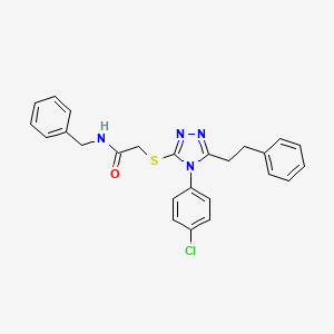 molecular formula C25H23ClN4OS B4764273 N-benzyl-2-{[4-(4-chlorophenyl)-5-(2-phenylethyl)-4H-1,2,4-triazol-3-yl]thio}acetamide 