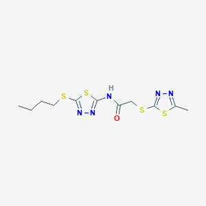 molecular formula C11H15N5OS4 B4764274 N-[5-(butylthio)-1,3,4-thiadiazol-2-yl]-2-[(5-methyl-1,3,4-thiadiazol-2-yl)thio]acetamide 