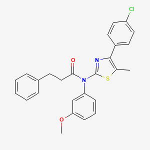 molecular formula C26H23ClN2O2S B4764358 N-[4-(4-chlorophenyl)-5-methyl-1,3-thiazol-2-yl]-N-(3-methoxyphenyl)-3-phenylpropanamide 