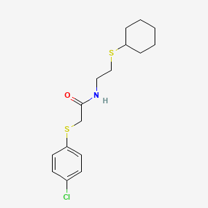 molecular formula C16H22ClNOS2 B4764397 2-[(4-chlorophenyl)thio]-N-[2-(cyclohexylthio)ethyl]acetamide 