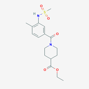 molecular formula C17H24N2O5S B4764401 ethyl 1-{4-methyl-3-[(methylsulfonyl)amino]benzoyl}-4-piperidinecarboxylate 