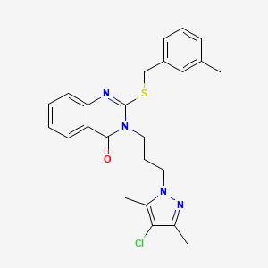 molecular formula C24H25ClN4OS B4764404 3-[3-(4-chloro-3,5-dimethyl-1H-pyrazol-1-yl)propyl]-2-[(3-methylbenzyl)thio]-4(3H)-quinazolinone 