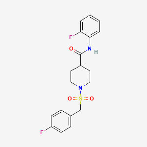 molecular formula C19H20F2N2O3S B4764417 1-[(4-fluorobenzyl)sulfonyl]-N-(2-fluorophenyl)-4-piperidinecarboxamide 