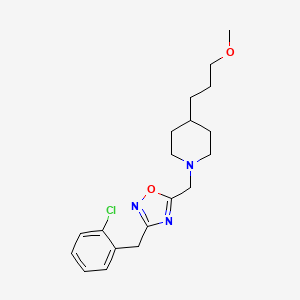 molecular formula C19H26ClN3O2 B4764435 1-{[3-(2-chlorobenzyl)-1,2,4-oxadiazol-5-yl]methyl}-4-(3-methoxypropyl)piperidine 