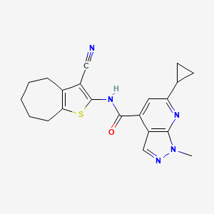 molecular formula C21H21N5OS B4764448 N-(3-cyano-5,6,7,8-tetrahydro-4H-cyclohepta[b]thien-2-yl)-6-cyclopropyl-1-methyl-1H-pyrazolo[3,4-b]pyridine-4-carboxamide 