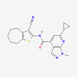 N-(3-cyano-5,6,7,8-tetrahydro-4H-cyclohepta[b]thien-2-yl)-6-cyclopropyl-1-methyl-1H-pyrazolo[3,4-b]pyridine-4-carboxamide