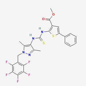 molecular formula C25H19F5N4O2S2 B4764516 methyl 2-[({[3,5-dimethyl-1-(pentafluorobenzyl)-1H-pyrazol-4-yl]amino}carbonothioyl)amino]-5-phenyl-3-thiophenecarboxylate 