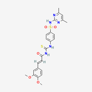 molecular formula C24H25N5O5S2 B4764524 3-(3,4-dimethoxyphenyl)-N-{[(4-{[(4,6-dimethyl-2-pyrimidinyl)amino]sulfonyl}phenyl)amino]carbonothioyl}acrylamide 