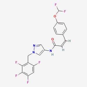 molecular formula C20H13F6N3O2 B4764566 3-[4-(difluoromethoxy)phenyl]-N-[1-(2,3,4,6-tetrafluorobenzyl)-1H-pyrazol-4-yl]acrylamide 