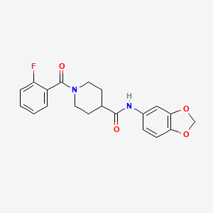 molecular formula C20H19FN2O4 B4764567 N-1,3-benzodioxol-5-yl-1-(2-fluorobenzoyl)-4-piperidinecarboxamide 