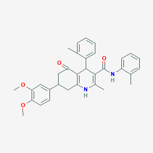 molecular formula C33H34N2O4 B4764578 7-(3,4-dimethoxyphenyl)-2-methyl-N,4-bis(2-methylphenyl)-5-oxo-1,4,5,6,7,8-hexahydro-3-quinolinecarboxamide 