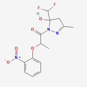 molecular formula C14H15F2N3O5 B4764581 5-(difluoromethyl)-3-methyl-1-[2-(2-nitrophenoxy)propanoyl]-4,5-dihydro-1H-pyrazol-5-ol 