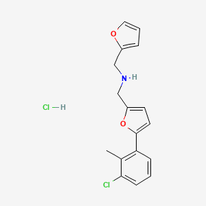 molecular formula C17H17Cl2NO2 B4764591 {[5-(3-chloro-2-methylphenyl)-2-furyl]methyl}(2-furylmethyl)amine hydrochloride 