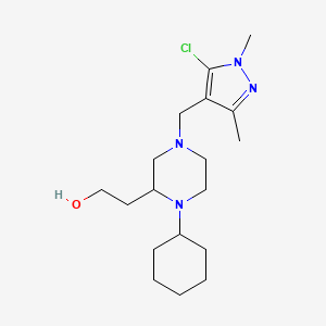 molecular formula C18H31ClN4O B4764614 2-{4-[(5-chloro-1,3-dimethyl-1H-pyrazol-4-yl)methyl]-1-cyclohexyl-2-piperazinyl}ethanol 