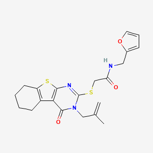 molecular formula C21H23N3O3S2 B4764621 N-(2-furylmethyl)-2-{[3-(2-methyl-2-propen-1-yl)-4-oxo-3,4,5,6,7,8-hexahydro[1]benzothieno[2,3-d]pyrimidin-2-yl]thio}acetamide 