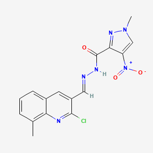 molecular formula C16H13ClN6O3 B4764636 N'-[(2-chloro-8-methyl-3-quinolinyl)methylene]-1-methyl-4-nitro-1H-pyrazole-3-carbohydrazide 