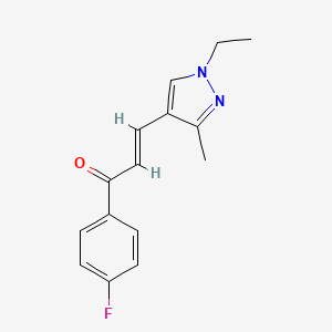 molecular formula C15H15FN2O B4764762 3-(1-ethyl-3-methyl-1H-pyrazol-4-yl)-1-(4-fluorophenyl)-2-propen-1-one 