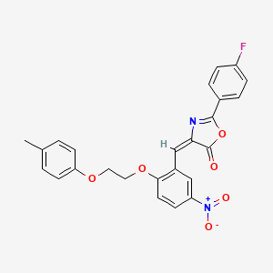 molecular formula C25H19FN2O6 B4764822 2-(4-fluorophenyl)-4-{2-[2-(4-methylphenoxy)ethoxy]-5-nitrobenzylidene}-1,3-oxazol-5(4H)-one 