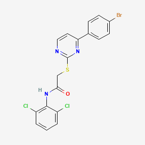 molecular formula C18H12BrCl2N3OS B4764825 2-{[4-(4-bromophenyl)-2-pyrimidinyl]thio}-N-(2,6-dichlorophenyl)acetamide 