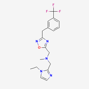 molecular formula C18H20F3N5O B4764829 1-(1-ethyl-1H-imidazol-2-yl)-N-methyl-N-({3-[3-(trifluoromethyl)benzyl]-1,2,4-oxadiazol-5-yl}methyl)methanamine 