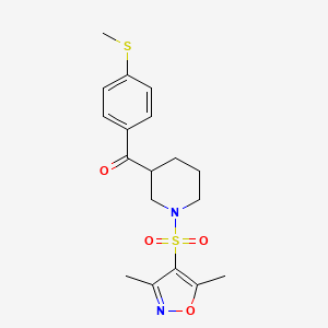 molecular formula C18H22N2O4S2 B4764858 {1-[(3,5-dimethyl-4-isoxazolyl)sulfonyl]-3-piperidinyl}[4-(methylthio)phenyl]methanone 