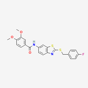 molecular formula C23H19FN2O3S2 B4764893 N-{2-[(4-fluorobenzyl)thio]-1,3-benzothiazol-6-yl}-3,4-dimethoxybenzamide 