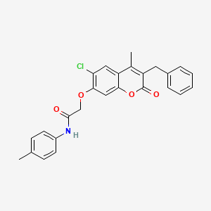 molecular formula C26H22ClNO4 B4764907 2-[(3-benzyl-6-chloro-4-methyl-2-oxo-2H-chromen-7-yl)oxy]-N-(4-methylphenyl)acetamide 