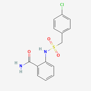 molecular formula C14H13ClN2O3S B4764912 2-{[(4-chlorobenzyl)sulfonyl]amino}benzamide 
