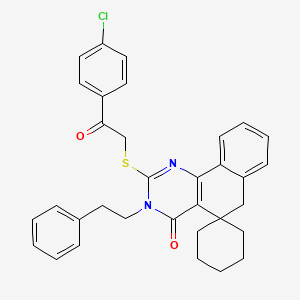 molecular formula C33H31ClN2O2S B4764925 2-{[2-(4-chlorophenyl)-2-oxoethyl]thio}-3-(2-phenylethyl)-3H-spiro[benzo[h]quinazoline-5,1'-cyclohexan]-4(6H)-one 