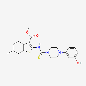 molecular formula C22H27N3O3S2 B4764962 methyl 2-({[4-(3-hydroxyphenyl)-1-piperazinyl]carbonothioyl}amino)-6-methyl-4,5,6,7-tetrahydro-1-benzothiophene-3-carboxylate 