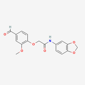 molecular formula C17H15NO6 B4765008 N-1,3-benzodioxol-5-yl-2-(4-formyl-2-methoxyphenoxy)acetamide 