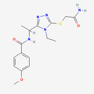 molecular formula C16H21N5O3S B4765041 N-(1-{5-[(2-amino-2-oxoethyl)thio]-4-ethyl-4H-1,2,4-triazol-3-yl}ethyl)-4-methoxybenzamide 