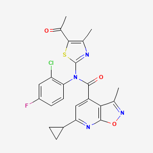 molecular formula C23H18ClFN4O3S B4765052 N-(5-acetyl-4-methyl-1,3-thiazol-2-yl)-N-(2-chloro-4-fluorophenyl)-6-cyclopropyl-3-methylisoxazolo[5,4-b]pyridine-4-carboxamide 
