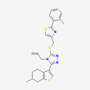 molecular formula C25H26N4S3 B4765062 4-allyl-3-({[2-(2-methylphenyl)-1,3-thiazol-4-yl]methyl}thio)-5-(6-methyl-4,5,6,7-tetrahydro-1-benzothien-3-yl)-4H-1,2,4-triazole 