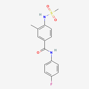 molecular formula C15H15FN2O3S B4765073 N-(4-fluorophenyl)-3-methyl-4-[(methylsulfonyl)amino]benzamide 