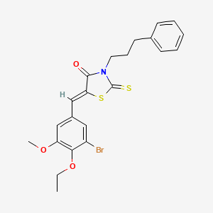 molecular formula C22H22BrNO3S2 B4765100 5-(3-bromo-4-ethoxy-5-methoxybenzylidene)-3-(3-phenylpropyl)-2-thioxo-1,3-thiazolidin-4-one 