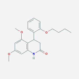 molecular formula C21H25NO4 B4765102 4-(2-butoxyphenyl)-5,7-dimethoxy-3,4-dihydro-2(1H)-quinolinone 